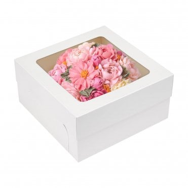 White Standard Cake Box with Clear Window - 6" Tall