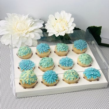 White Deluxe Crystal Transparent Cupcake Boxes - Holds 12