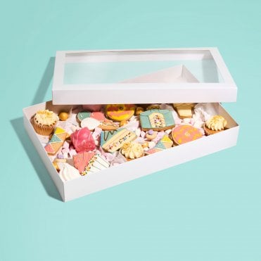 White Deluxe Treat Boxes with Window