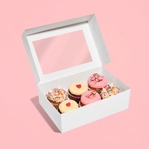 White Plain Cupcake/Muffin Box with Window - HOLDS 6 - *MULTI-BUY DISCOUNTS*