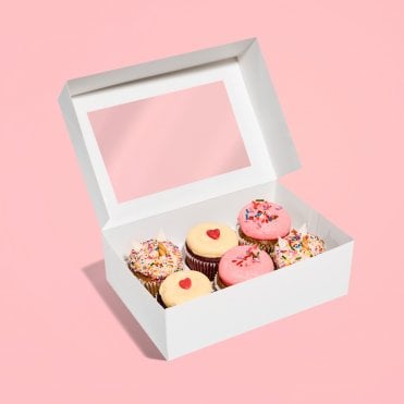 White Plain Cupcake/Muffin Box with Window - HOLDS 6 - *MULTI-BUY DISCOUNTS*