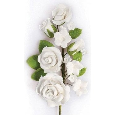 White Rose Spray - Handmade Gumpaste/Sugar Flower 145mm 