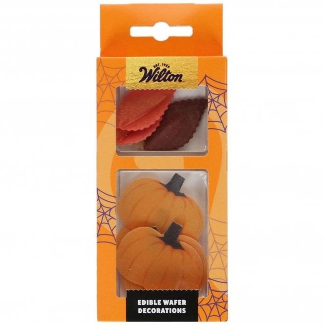 Wilton Autumn Leaves & Pumpkins Edible Wafer Decorations - Set of 10