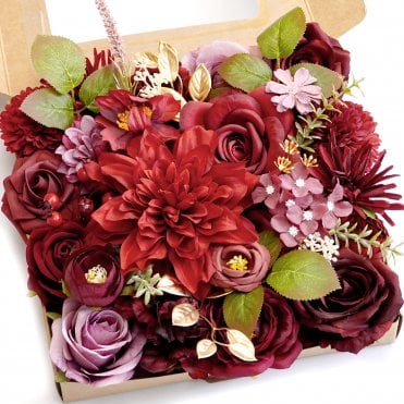 Wine Red DIY Faux Flower Box Set