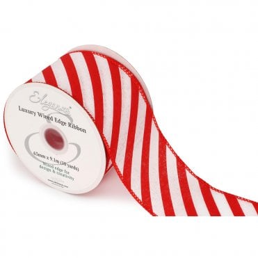 Wired Edge Candy Stripe 63mm x 9.1m Design No.422 Red/White