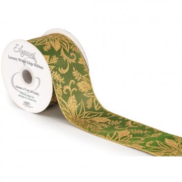 Wired Edge Christmas Glitter Poinsettia No.424 63mm x 9.1m