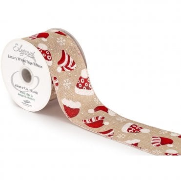 Wired Edge Natural Burlap Santa Hats No.434 63mm x 9.1m